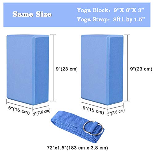 JIM'S STORE Bloque de Espuma+Correa,Bloque de Yoga Ejercico EVA de Alta Densidad para Mejorar Fuerza y Flexibilidad Yoga Pilates Amantes(Azúl) JIM'S STORE Bloque de Espuma+Correa,Bloque de Yoga Ejercico EVA de Alta Densidad para Mejorar Fuerza y Flexibilidad Yoga Pilates Amantes(Azúl)