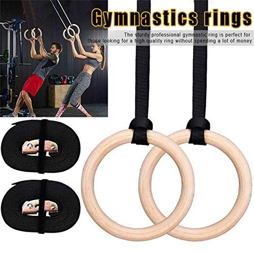 JINBAO Anillos de Gimnasia de Madera, para Entrenamiento de Fuerza Muscular y Ejercicio en el hogar, Anillos de Entrenamiento Antideslizantes con Hebilla de Leva Ajustable