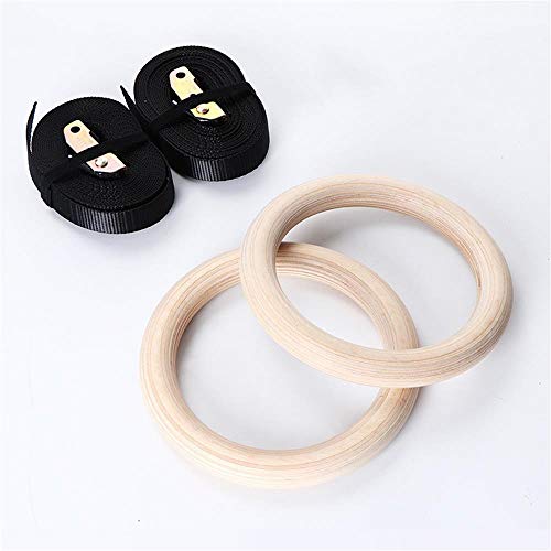 JINBAO Anillos de Gimnasia de Madera, para Entrenamiento de Fuerza Muscular y Ejercicio en el hogar, Anillos de Entrenamiento Antideslizantes con Hebilla de Leva Ajustable