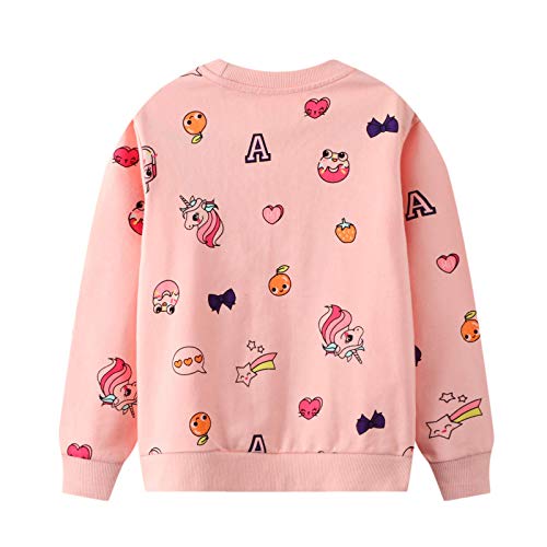 JinBei Conjuntos Deportivos para Niña Chándales Conjunto Sudaderas Sweater Pantalones Ajustable Cinturón Rosado Unicornio Algodon Otoño Invierno Trajes Disfraces 2-7 años