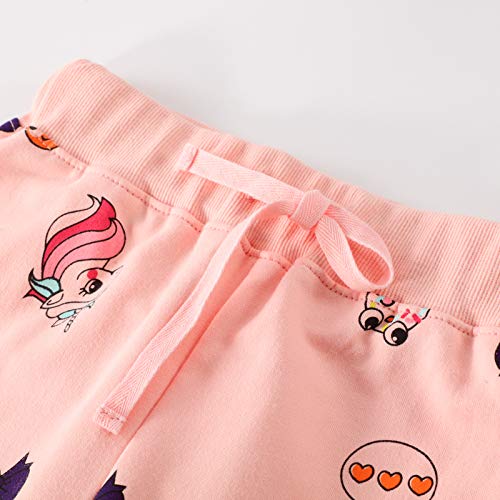 JinBei Conjuntos Deportivos para Niña Chándales Conjunto Sudaderas Sweater Pantalones Ajustable Cinturón Rosado Unicornio Algodon Otoño Invierno Trajes Disfraces 2-7 años