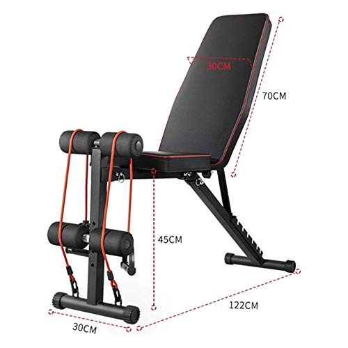 JINDEN Inicio Gimnasio Ajustable Peso Banco Foldable Entrenamiento Banco Siéntese AB Incline ABS Bench Press Aptitud Cuerda