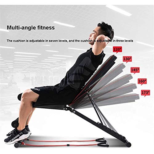 JINDEN Inicio Gimnasio Ajustable Peso Banco Foldable Entrenamiento Banco Siéntese AB Incline ABS Bench Press Aptitud Cuerda