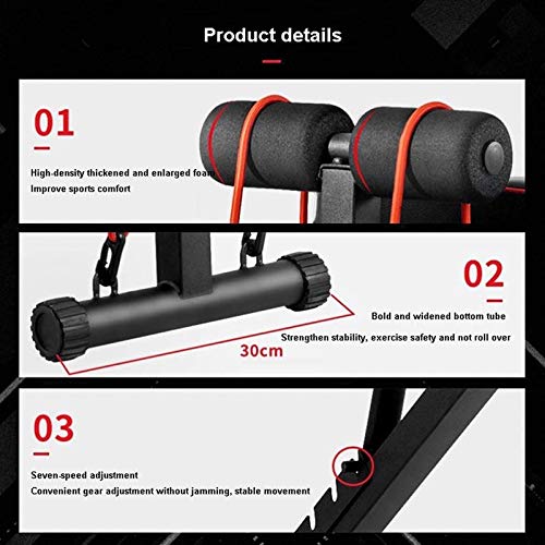 JINDEN Inicio Gimnasio Ajustable Peso Banco Foldable Entrenamiento Banco Siéntese AB Incline ABS Bench Press Aptitud Cuerda