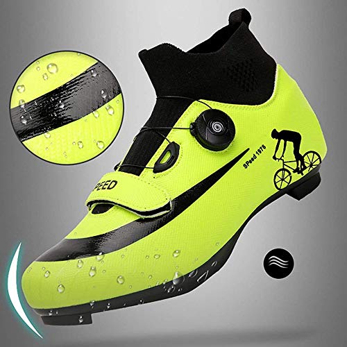 JINFAN Zapatillas De Ciclismo MTB para Hombre,Zapatillas De Ciclismo De Montaña con Candados Zapatillas Deportivas De Invierno para Hombres Y Mujeres/Suelas De Nailon,Black-EU45