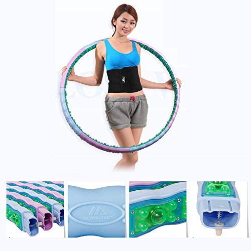 JINQI 108Cm Adult Fitness Hula Hoop Yoga Aro Magnético 8 Segmentos Anillo De Ejercicio Desmontable Círculo para Principiantes Equipo De Ejercicio para Adelgazar （con Almohadilla Lumbar）