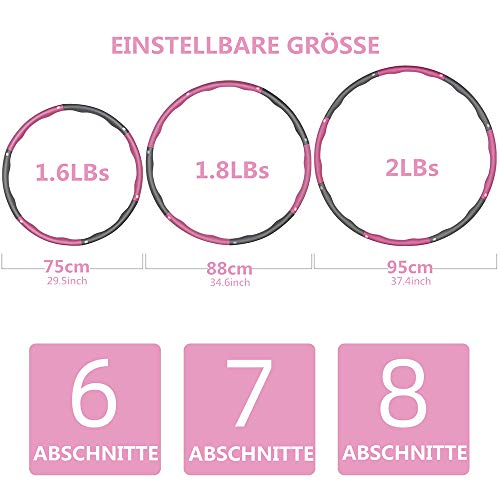 JINQI 95 Cm De Diámetro para Adultos Fitness Hula Hoop Yoga Masaje Aro De Espuma 8 Segmentos Anillo De Gimnasia Extraíble para Principiantes Equipo De Ejercicio De Empalme Adelgazante JINQI 95 Cm De Diámetro para Adultos Fitness Hula Hoop Yoga Masaje Aro De Espuma 8 Segmentos Anillo De Gimnasia Extraíble para Principiantes Equipo De Ejercicio De Empalme Adelgazante