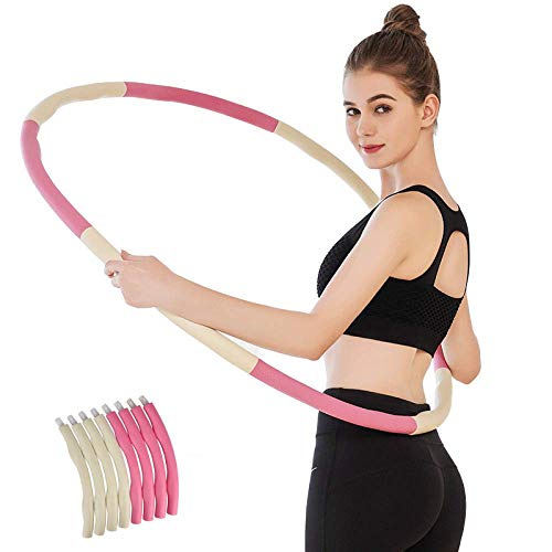 JINQI Adultos Fitness Hula Hoop Yoga Masaje Aros De Espuma 8 Segmentos Anillo De Gimnasia Extraíble para Principiantes Equipo De Ejercicio De Empalme De Adelgazamiento 95Cm De Diámetro