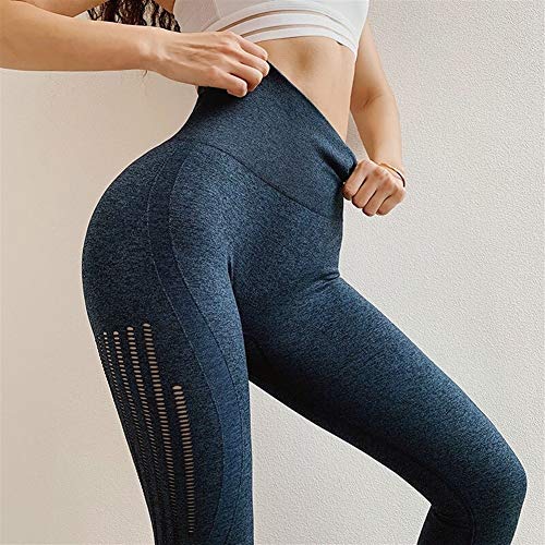 Jinqiuyuan Las Polainas del Extremo de Cintura Alta Vital Fisuras Polainas Polainas Gimnasio Sport Fitness Leginsy Sportowe Pantalones de Yoga Scrunch Mallas for Correr (Color : C, Size : S)