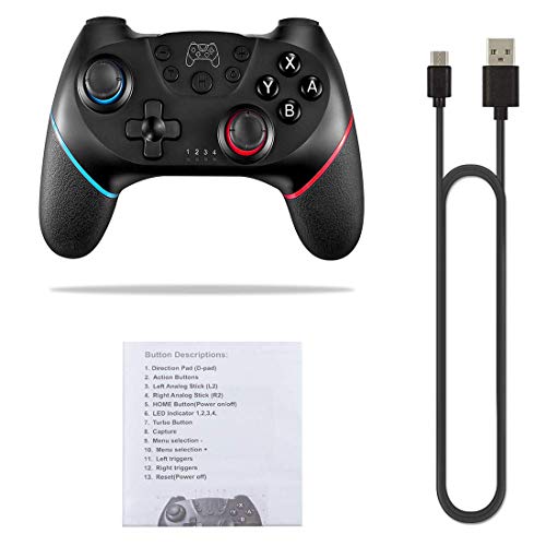 JinSu Controlador Mandos Inalámbrico Compatible con Nintendo Switch, Console Bluetooth Joypad, Vibración Doble/Turbo/Gyro Axis Función Gamepad (Negro) JinSu Controlador Mandos Inalámbrico Compatible con Nintendo Switch, Console Bluetooth Joypad, Vibración Doble/Turbo/Gyro Axis Función Gamepad (Negro)