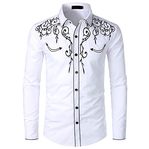 JINYAUN Camisa de Vaquero Occidental con Estilo, Camisas de Manga Larga Informales Ajustadas con Bordado de para Hombre, Camisa de Fiesta de Boda para Hombre JINYAUN Camisa de Vaquero Occidental con Estilo, Camisas de Manga Larga Informales Ajustadas con Bordado de para Hombre, Camisa de Fiesta de Boda para Hombre