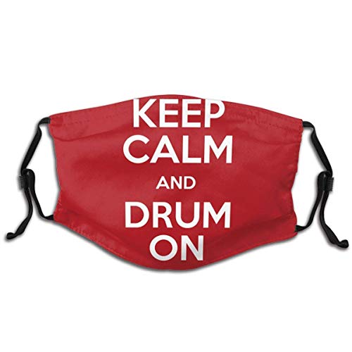 JINZUO Pasamontañas con texto en inglés "Keep Calm And Drum On", color rojo, resistente al viento y transpirable, para correr, senderismo, ciclismo, picnic, yoga, correr