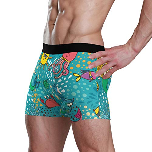 JIRT Calzoncillos bóxer para Hombre Ropa Interior de pez Sirena de Dibujos Animados Calzoncillos elásticos Transpirables Masculinos Bolsa abultada Calzoncillos Suaves