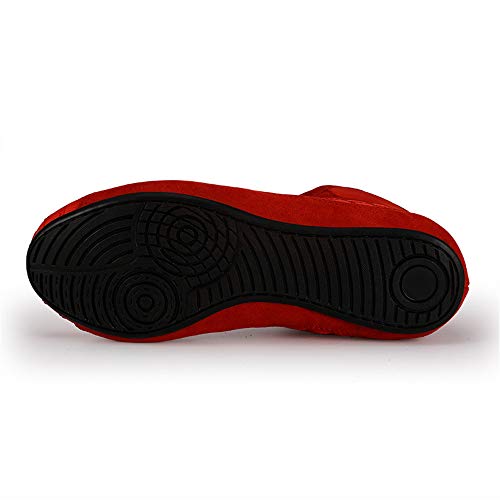 JJK Botas De Lucha De Los Hombres, Antideslizante Boxeo Zapatos De Suela De Goma Resistente Al Desgaste Boxeador Zapatillas De Deporte para Niños De Las Mujeres Niños Adolescentes,Rojo,42