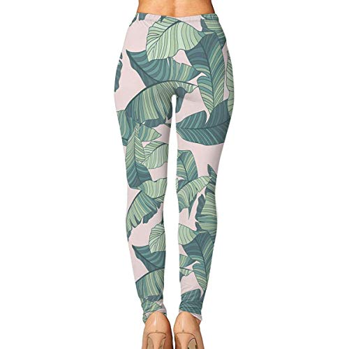 JJsister Pantalones de Yoga, Women's Palm Tree Leaves Printed Leggings Full-Length Yoga Workout Leggings Pants Soft Capri
