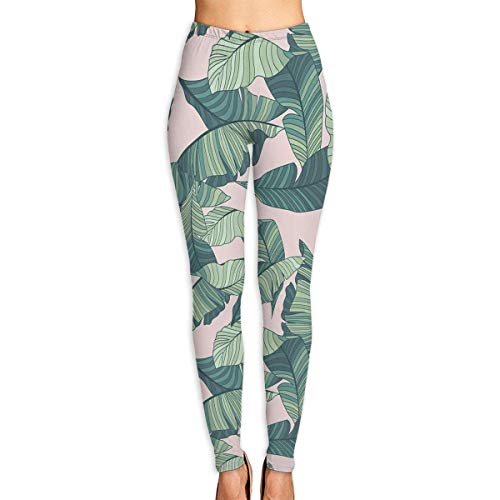 JJsister Pantalones de Yoga, Women's Palm Tree Leaves Printed Leggings Full-Length Yoga Workout Leggings Pants Soft Capri