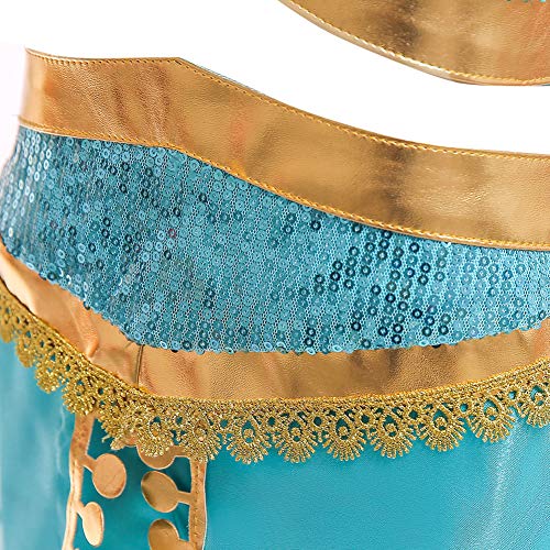 JK Disfraz de Princesa Jasmine con Lentejuelas para niñas, Vestido de Princesa Aladdin Jasmine para Fiesta de Halloween para niños (120cm) JK Disfraz de Princesa Jasmine con Lentejuelas para niñas, Vestido de Princesa Aladdin Jasmine para Fiesta de Halloween para niños (120cm)