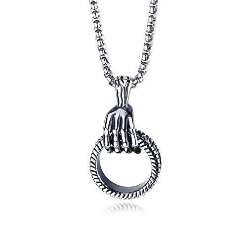 J.May Joyería para Hombre Colgante De Acero Inoxidable Collar Hombre Mano De Hueso DiseñO,con Cadena De Plata Cubana. J.May Joyería para Hombre Colgante De Acero Inoxidable Collar Hombre Mano De Hueso DiseñO,con Cadena De Plata Cubana.