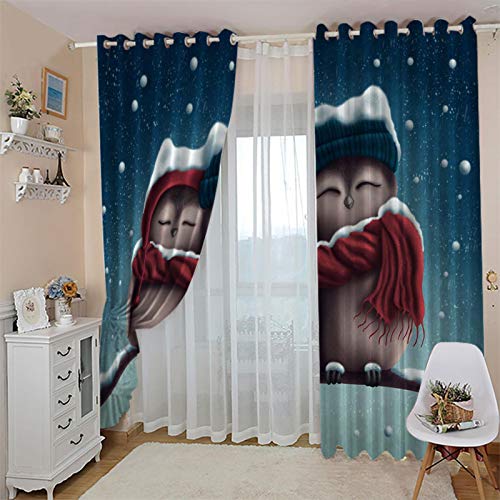 JNWVU Cortinas Opacas De Ojales 3D Muñeco De Nieve De Navidad De Dibujos Animados Salon En Poliéster Para Habitacion Dormitorio Cocina Decoración Del Hogar Moderno Térmicas Aislantes Frío Y Calor. 200