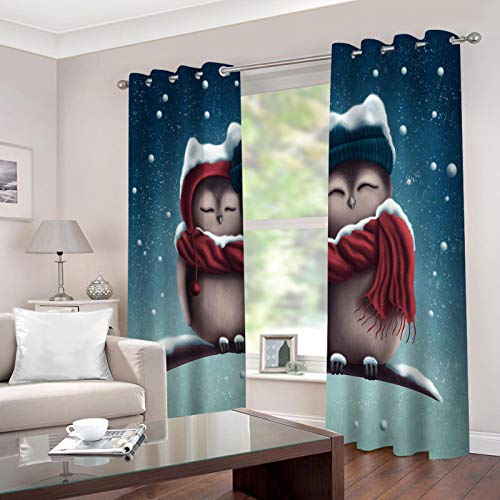 JNWVU Cortinas Opacas De Ojales 3D Muñeco De Nieve De Navidad De Dibujos Animados Salon En Poliéster Para Habitacion Dormitorio Cocina Decoración Del Hogar Moderno Térmicas Aislantes Frío Y Calor. 200