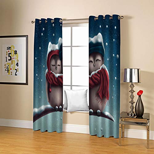 JNWVU Cortinas Opacas De Ojales 3D Muñeco De Nieve De Navidad De Dibujos Animados Salon En Poliéster Para Habitacion Dormitorio Cocina Decoración Del Hogar Moderno Térmicas Aislantes Frío Y Calor. 200