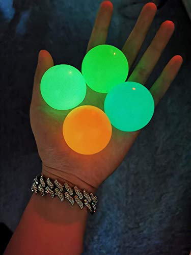 JOAN Sticky Globbles Ball Stress Toy,Fluorescent Sticky Wall Ball Sticky Target Ball Decompression Toy - 4 PCS, Different Color