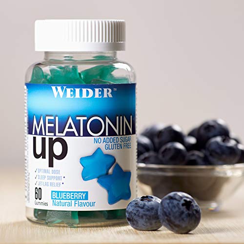 JOE WEIDER VICTORY Melatonine Up, 60 gummies, Sabor Blueberry, 1 mg de melatonina por gominola, Sin gluten y sin azúcar JOE WEIDER VICTORY Melatonine Up, 60 gummies, Sabor Blueberry, 1 mg de melatonina por gominola, Sin gluten y sin azúcar