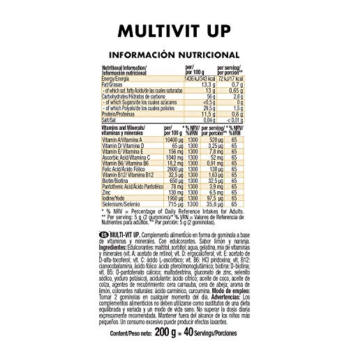 Joe Weider Victory Multivit Up 80 gummies, Sabor naranja y limón, Sin azúcares y sin gluten, Gominolas de vitaminas y minerales Joe Weider Victory Multivit Up 80 gummies, Sabor naranja y limón, Sin azúcares y sin gluten, Gominolas de vitaminas y minerales