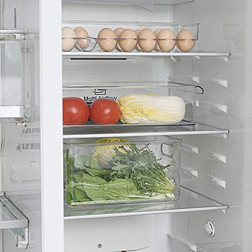 JOELELI Caja de almacenamiento transparente para refrigerador, para frutas y verduras frescas congeladas, utilizada para almacenar frutas, alimentos enlatados, huevos, aperitivos JOELELI Caja de almacenamiento transparente para refrigerador, para frutas y verduras frescas congeladas, utilizada para almacenar frutas, alimentos enlatados, huevos, aperitivos