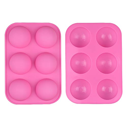 JOERRES Molde de silicona con 6 agujeros, 5 paquetes de moldes para chocolate, gelatina, pudín, jabón hecho a mano, cuenco de silicona con media bola (rosa) JOERRES Molde de silicona con 6 agujeros, 5 paquetes de moldes para chocolate, gelatina, pudín, jabón hecho a mano, cuenco de silicona con media bola (rosa)