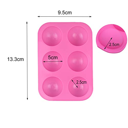 JOERRES Molde de silicona con 6 agujeros, 5 paquetes de moldes para chocolate, gelatina, pudín, jabón hecho a mano, cuenco de silicona con media bola (rosa) JOERRES Molde de silicona con 6 agujeros, 5 paquetes de moldes para chocolate, gelatina, pudín, jabón hecho a mano, cuenco de silicona con media bola (rosa)