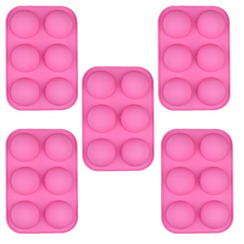 JOERRES Molde de silicona con 6 agujeros, 5 paquetes de moldes para chocolate, gelatina, pudín, jabón hecho a mano, cuenco de silicona con media bola (rosa) JOERRES Molde de silicona con 6 agujeros, 5 paquetes de moldes para chocolate, gelatina, pudín, jabón hecho a mano, cuenco de silicona con media bola (rosa)