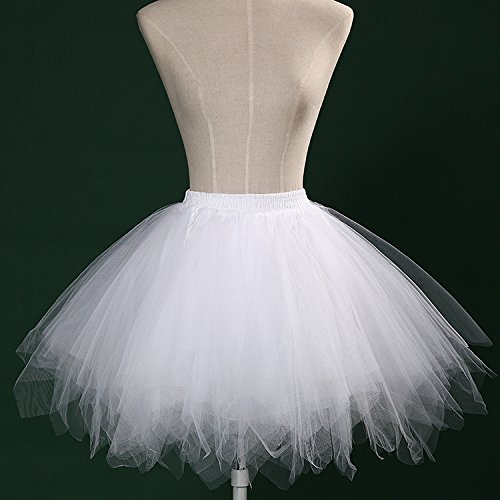 Joeyer Mujer Faldas de Tulle Adultos Mini Falda de Ballet Skirt Princesas Tutú de Tul para Baile Disfraces Fotografía Fiesta Despedida (White)