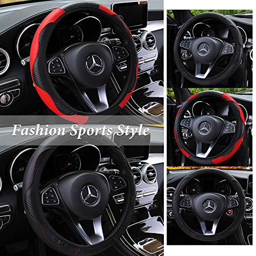 Johiux Funda Volante Coche Universal Cuero de Microfibra Funda Volante 37-38 cm, Cubierta de la Empuñadura de Cambio/Empuñadura del Freno de Mano. (Rojo) Johiux Funda Volante Coche Universal Cuero de Microfibra Funda Volante 37-38 cm, Cubierta de la Empuñadura de Cambio/Empuñadura del Freno de Mano. (Rojo)