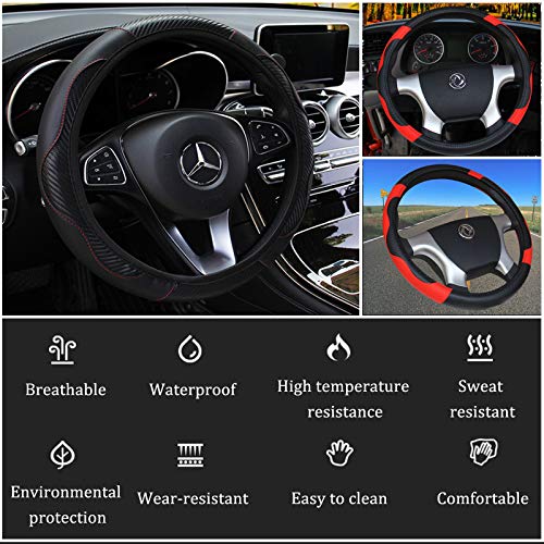 Johiux Funda Volante Coche Universal Cuero de Microfibra Funda Volante 37-38 cm, Cubierta de la Empuñadura de Cambio/Empuñadura del Freno de Mano. (Rojo) Johiux Funda Volante Coche Universal Cuero de Microfibra Funda Volante 37-38 cm, Cubierta de la Empuñadura de Cambio/Empuñadura del Freno de Mano. (Rojo)