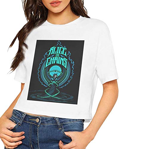 John J Littlejohn Camiseta única de manga corta para mujer, con estampado de Alice en Cadenas, para mujer, cómoda camiseta