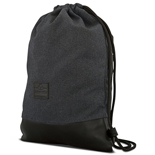 Johnny Urban Mochila de Cuerda Antracita/Negro Bolsa de Cuerdas para Hombre Mujer Niños y Adolescentes - Mochilas Cordón de Gimnasio - Bolsa Deporte de Algodón y Cuero Vegano