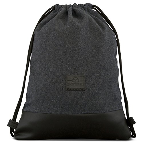 Johnny Urban Mochila de Cuerda Antracita/Negro Bolsa de Cuerdas para Hombre Mujer Niños y Adolescentes - Mochilas Cordón de Gimnasio - Bolsa Deporte de Algodón y Cuero Vegano