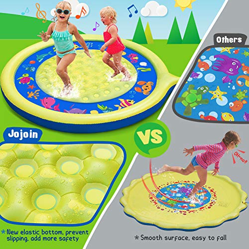 Jojoin Splash Pad, Almohadilla de Aspersión de 170 cm, Jardín de Verano Juguete para Niños, Aspersor de Juego de Verano, Engrosamiento de PVC (Amarrillo - Azul)