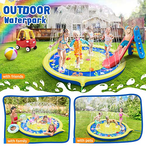 Jojoin Splash Pad, Almohadilla de Aspersión de 170 cm, Jardín de Verano Juguete para Niños, Aspersor de Juego de Verano, Engrosamiento de PVC (Amarrillo - Azul) Jojoin Splash Pad, Almohadilla de Aspersión de 170 cm, Jardín de Verano Juguete para Niños, Aspersor de Juego de Verano, Engrosamiento de PVC (Amarrillo - Azul)