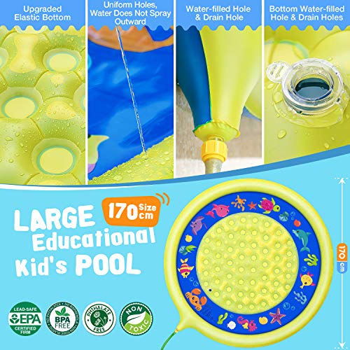 Jojoin Splash Pad, Almohadilla de Aspersión de 170 cm, Jardín de Verano Juguete para Niños, Aspersor de Juego de Verano, Engrosamiento de PVC (Amarrillo - Azul) Jojoin Splash Pad, Almohadilla de Aspersión de 170 cm, Jardín de Verano Juguete para Niños, Aspersor de Juego de Verano, Engrosamiento de PVC (Amarrillo - Azul)
