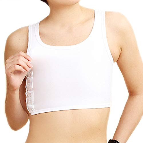 Jolie Chica Poco Femenina Les Trans Pecho Binder Extraplano Camiseta sin Mangas Sujetador Deportivo Ropa Interior Lesbianas,Blanco,5XL