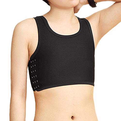 Jolie Chica Poco Femenina Les Trans Pecho Binder Extraplano Camiseta sin Mangas Sujetador Deportivo Ropa Interior Lesbianas,Negro,M