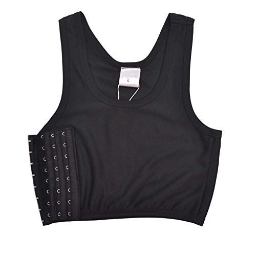 Jolie Chica Poco Femenina Les Trans Pecho Binder Extraplano Camiseta sin Mangas Sujetador Deportivo Ropa Interior Lesbianas,Negro,M