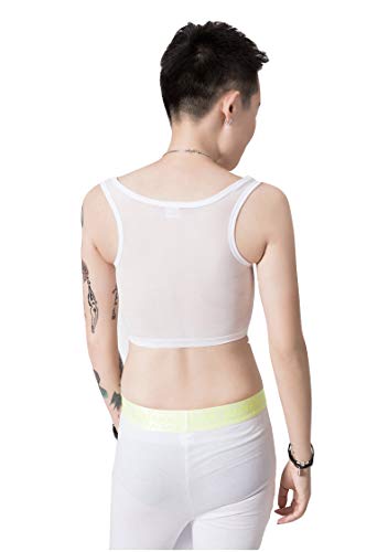 Jolie Cosplay FTM Lesbianas Chica Poco Femenina Sujetador Deportivo Bustier Binder de Pecho Chaleco Corto para Mujeres,Blanco,S