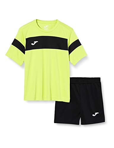 Joma Academy II Set Equipacion M/Corta, Niños, Amarillo Fluor/Negro, XS