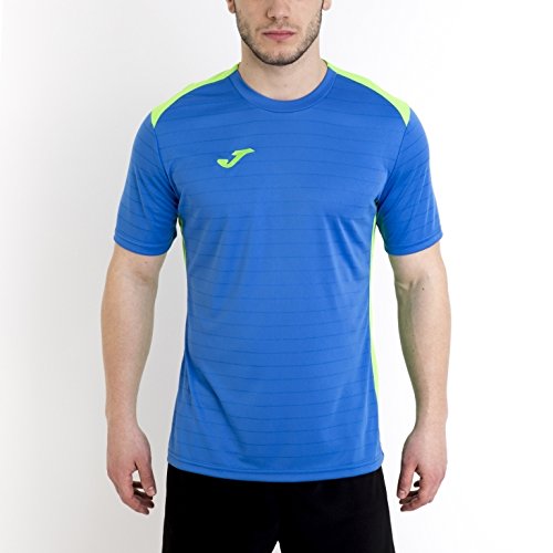 Joma Campus II Camiseta de Juego Manga Corta, Hombres, Royal/Verde flúor, XL