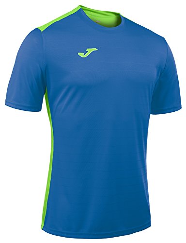 Joma Campus II Camiseta de Juego Manga Corta, Hombres, Royal/Verde flúor, XL