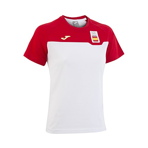 Joma CE.301011W16 Camiseta Paseo, Hombre, Blanco/Rojo, M