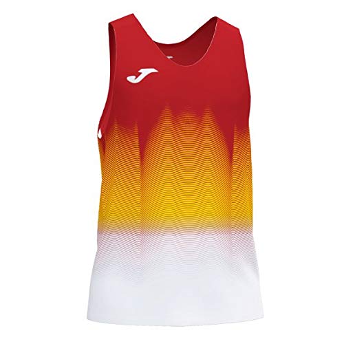 Joma Elite Camiseta Running sin Mangas, Hombres, Rojo-Blanco, L